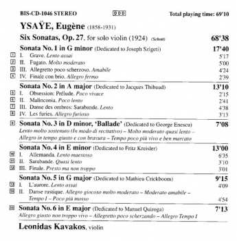 CD نيسم جلال: 6 Sonatas For Solo Violin, Op.27