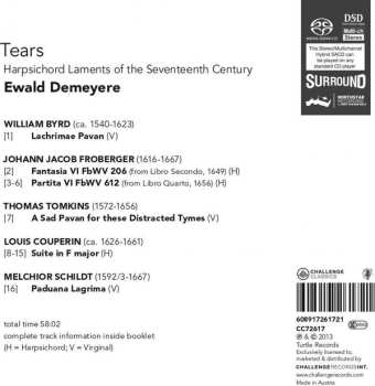 SACD Ewald Demeyere: Tears - Harpsichord Laments From The Seventeenth Century