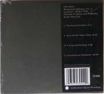 CD Ewan MacColl: Broadside Ballads, Vol.2 (London: 1600 - 1700) - Female Frollicks And Politicke