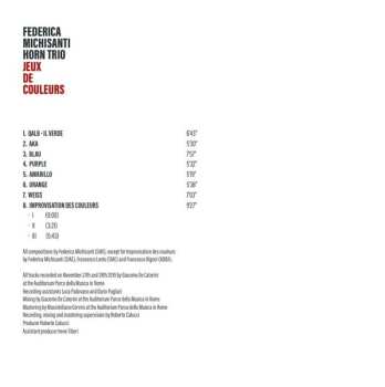 CD Federica Michisanti Horn Trio: Jeux De Couleurs