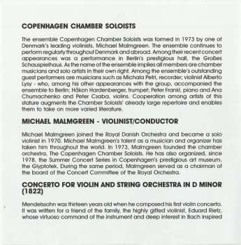 CD Felix Mendelssohn-Bartholdy: Concerto For Violin String Orchestra  