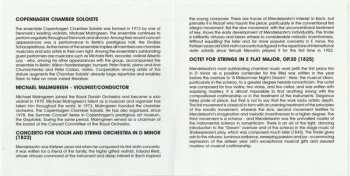 CD Felix Mendelssohn-Bartholdy: Concerto For Violin String Orchestra  