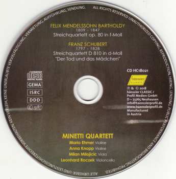 CD Franz Schubert: String Quartet In F Minor Op. 80 / String Quartet In D Minor D. 810 ("Death And The Maiden")