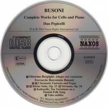 CD Ferruccio Busoni: Complete Works For Cello And Piano (Serenade • Little Suite • Finnish Variations)