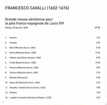 CD Francesco Cavalli: Missa 1660 (Grande Messe Vénetienne Pour La Paix Franco-Espagnole De Louis XIV)