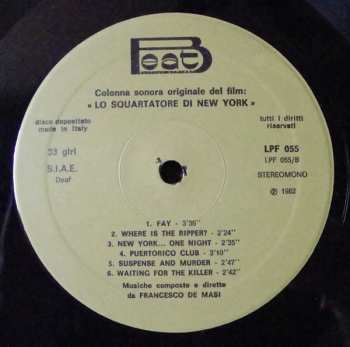 LP Francesco De Masi: Lo Squartatore Di New York - O.s.t.
