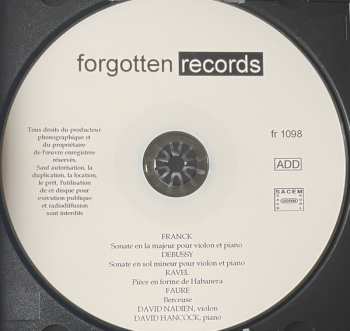 CD César Franck: Sonate En La Majeur / Sonate En Sol Mineur / Pièce En Forme De Habanera / Berceuse