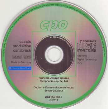 CD Deutsche Kammerakademie Neuss: Symphonies Op. IV