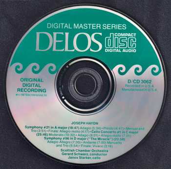 CD Joseph Haydn: Symphony No. 21 In A Major / Cello Concerto No. 1 In C Major / Symphony No. 96 In D Major "The Miracle"