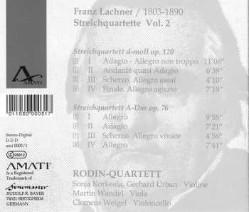 CD Franz Paul Lachner: Streichquartette Vol.2