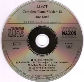 CD Franz Liszt: Ballades • Polonaises • Trois Morceaux Suisses