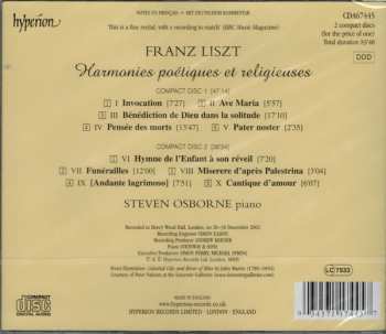 2CD Franz Liszt: Harmonies Poétiques Et Religieuses 