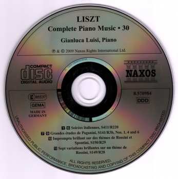 CD Franz Liszt: Soirées Italiennes, Three Paganini Etudes, Rossini And Spontini Impromptu, Rossini Variations