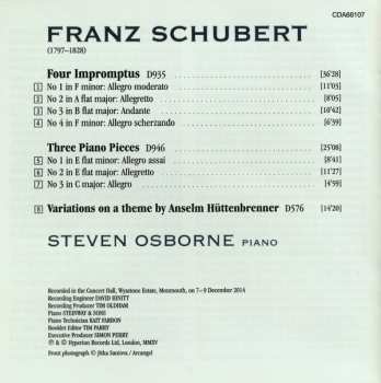 CD Franz Schubert: Impromptus D935 · Piano Pieces D946 · Hüttenbrenner Variations D576
