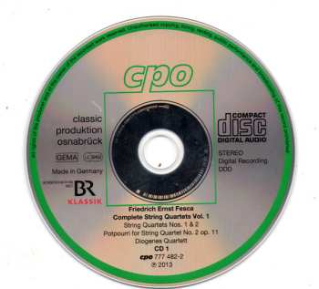 3CD Friedrich Ernst Fesca: Complete String Quartets Vol. 1