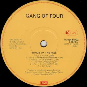 LP Gang Of Four: Songs Of The Free