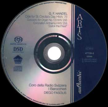 SACD Georg Friedrich Händel: Ode For St. Cecilia's Day HWV 76 / Concerto For Organ HWV 295 / Coronation Anthems HWV 258 "Zadok The Priest"