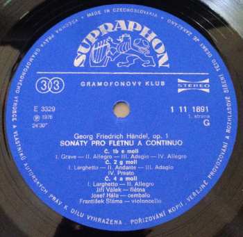 2LP Josef Hála: Sonáty Pro Flétnu A Continuo (2xLP)