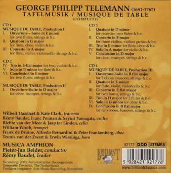 4CD/Box Set Georg Philipp Telemann: Tafelmusik • Musique De Table (Complete)