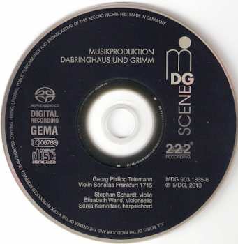 SACD Georg Philipp Telemann: Violin Sonatas Frankfurt 1715