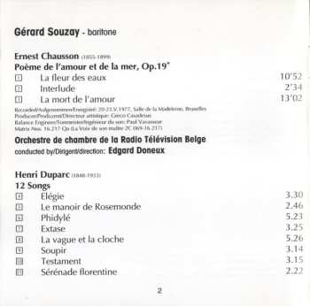 CD Ernest Chausson: Chausson  Duparc