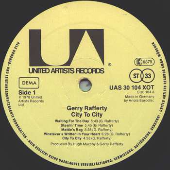 LP Gerry Rafferty: City To City