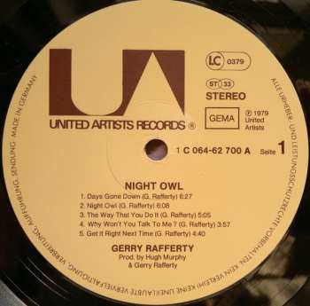 LP Gerry Rafferty: Night Owl