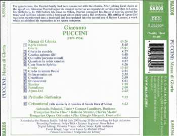 CD Giacomo Puccini: Messa Di Gloria, Preludio Sinfonico, Crisantemi