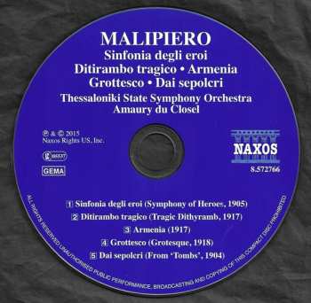 CD Gian Francesco Malipiero: Sinfonia Degli Eroi / Dai Sepolcri / Ditirambo Tragico