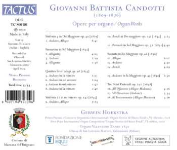 CD Giovanni Battista Candotti: Opere Per Organo
