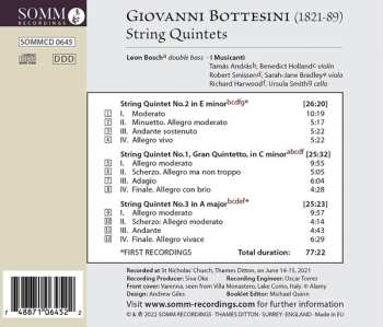 CD Giovanni Bottesini: String Quintets In E Minor And A Major; Gran Quintetto In C Minor