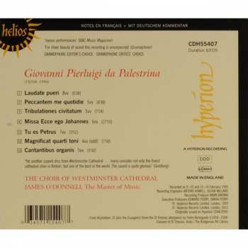 CD Giovanni Pierluigi da Palestrina: Missa Ecce Ego Johannes • Laudate Pueri • Peccantem Me Quotidie • Tribulationes Civitatum • Tu Es Petrus • Magnificat Quarti Toni • Cantantibus Organis