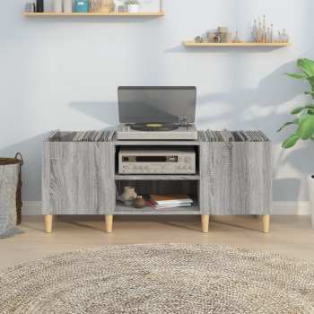 Tontechnik Goka Skříňka s přihrádkami na LP desky a audiotechniku - dřevěné nohy Šedá sonoma (831931)