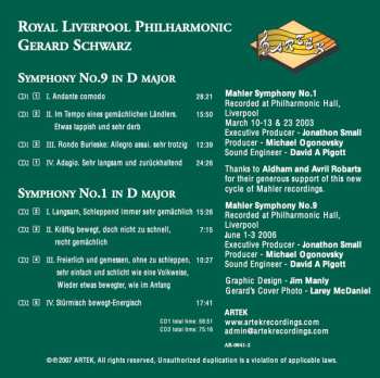 2CD Gustav Mahler: Symphony No 1 In D Major, Symphony No 9 In D Major