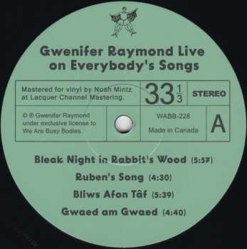 LP Gwenifer Raymond: Live On Everybody's Songs WFMU 91.1 LTD