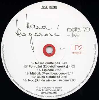 2LP Hana Hegerová: Recital '70 - Live LTD | NUM