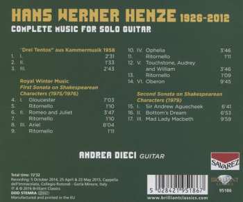 CD Hans Werner Henze: Guitar Sonatas On Shakespearean Characters, Drei Tentos