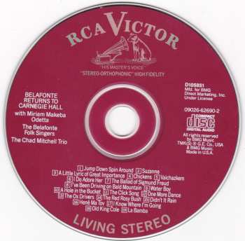 CD Harry Belafonte: Belafonte Returns To Carnegie Hall