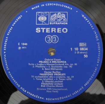 LP Hector Berlioz: Valčíky Vznešené A Tesklivé / Faustovo Prokletí / Pelléas A Mélisanda