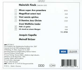 CD Heinrich Finck: Missa Super Ave Praeclara - Sacred Works
