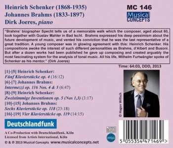 CD Johannes Brahms: Heinrich Schenker: Five Piano Pieces Op.4 / Two Inventions Op.5 / Johannes Brahms: Two Intermezzi Op.116 / Piano Pieces Op.118 / Piano Pieces Op.119