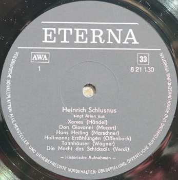 LP Heinrich Schlusnus: Heinrich Schlusnus Bariton