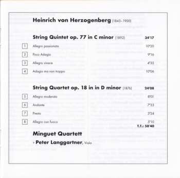 CD Heinrich Von Herzogenberg: String Quintet Op. 77, String Quartet Op. 18