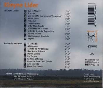 CD Helene Schneiderman: Kleyne Lider (Yiddish And Ladino Songs)