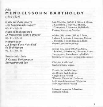 CD Felix Mendelssohn-Bartholdy: Ein Sommernachtstraum Opus 21 / Opus 61