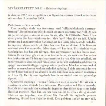 CD Hilding Rosenberg: String Quartets Nos. 1 • 6 • 12