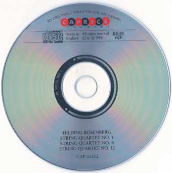 CD Hilding Rosenberg: String Quartets Nos. 1 • 6 • 12