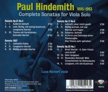 CD Paul Hindemith: 4 Sonatas For Viola Solo