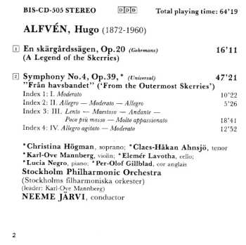 CD Neeme Järvi: En Skärgårdssägen, Op.20 / Symphony No.4, Op.39 'Från Havsbandet'