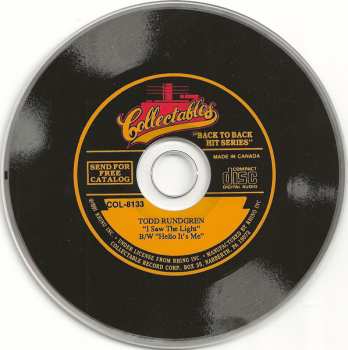 CD Todd Rundgren: "I Saw The Light" B/W "Hello It's Me"